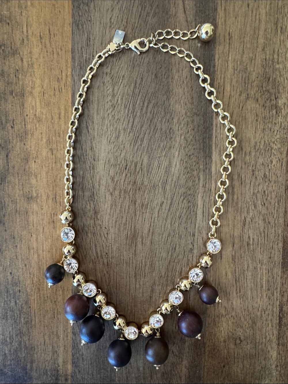 Gold and Brown Beaded Statement Necklace